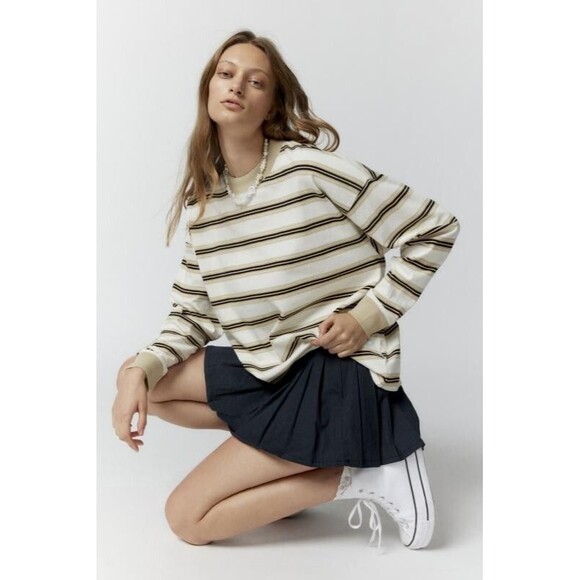 269450 Urban Outfitters BDG Spencer Stripe Long Sleeve Tee Top Pullover Cotton M - Picture 1 of 10